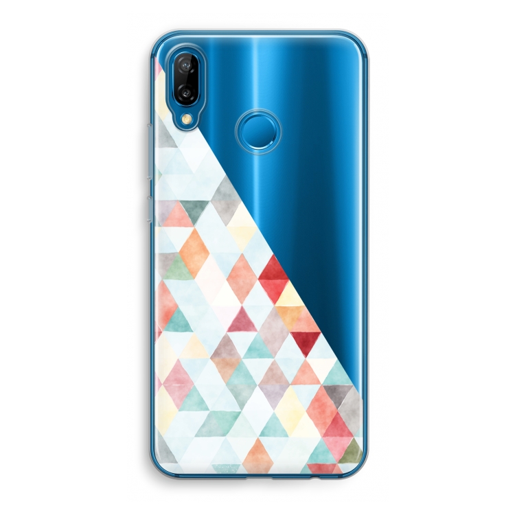 Gekleurde driehoekjes pastel: Huawei P20 Lite Transparant Hoesje