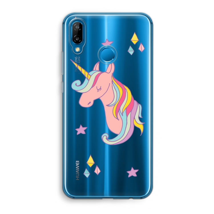 Roze eenhoorn: Huawei P20 Lite Transparant Hoesje