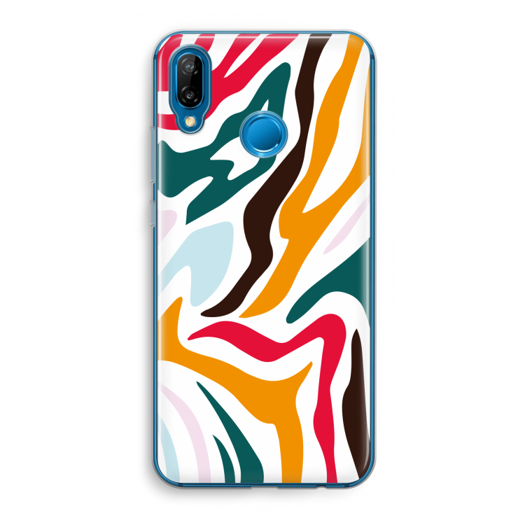 Colored Zebra: Huawei P20 Lite Transparant Hoesje