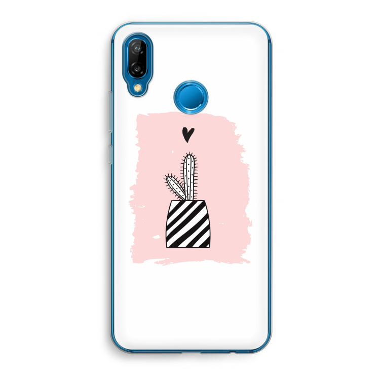 Zwart-wit cactus: Huawei P20 Lite Transparant Hoesje