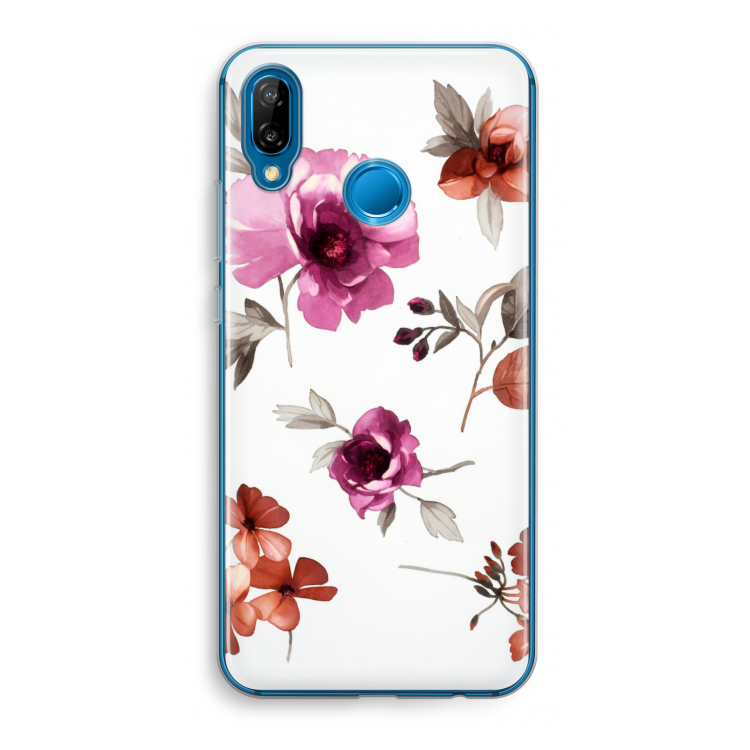 Geschilderde bloemen: Huawei P20 Lite Transparant Hoesje