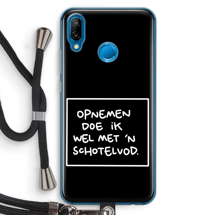 Schotelvod: Huawei P20 Lite Transparant Hoesje met koord