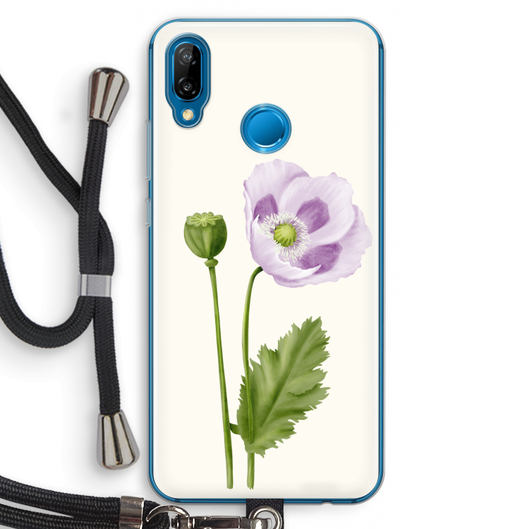 Purple poppy: Huawei P20 Lite Transparant Hoesje met koord