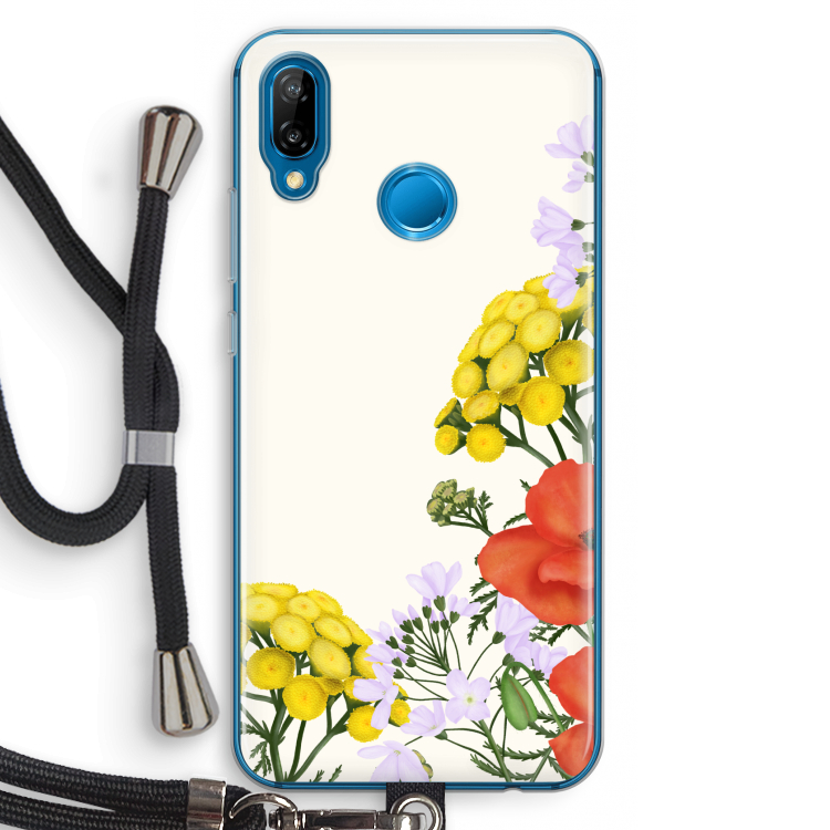 Wilde bloemen: Huawei P20 Lite Transparant Hoesje met koord