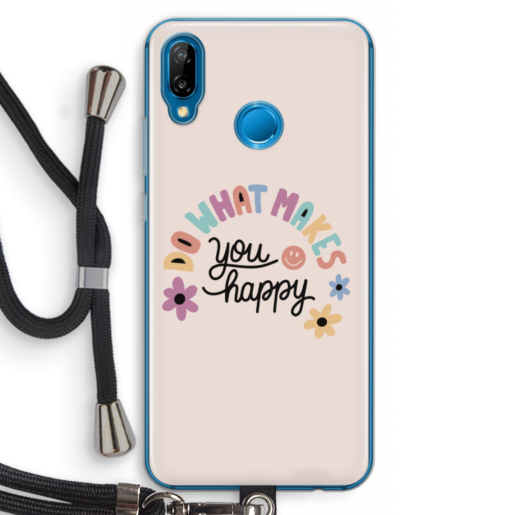 Happy days: Huawei P20 Lite Transparant Hoesje met koord