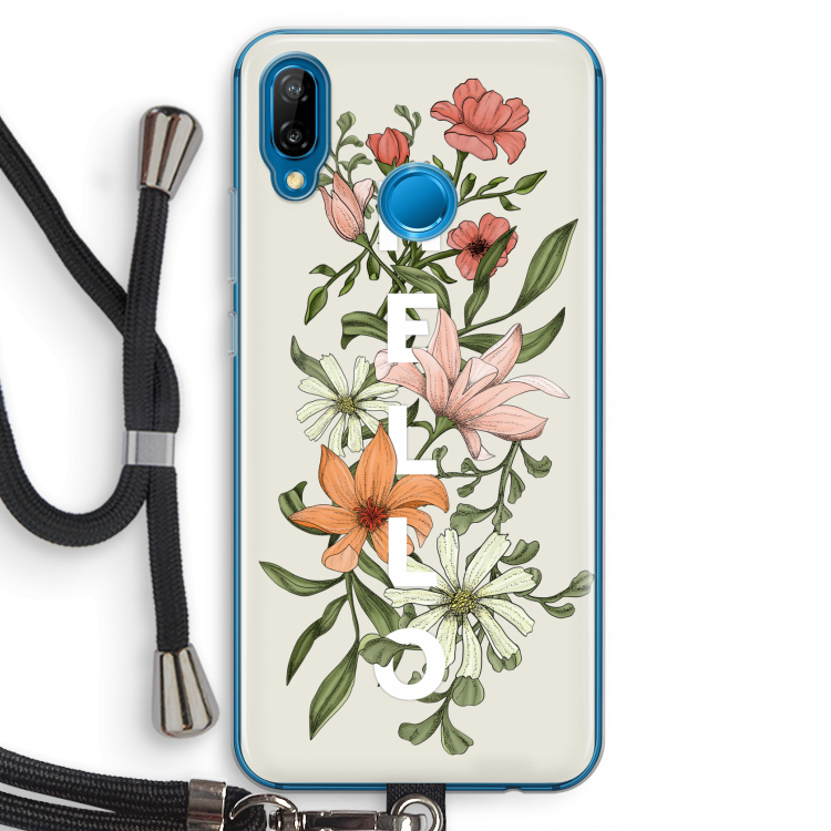 Hello bloemen: Huawei P20 Lite Transparant Hoesje met koord