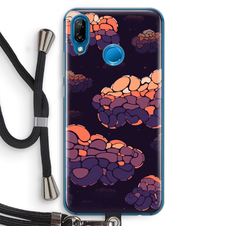 Patroon Wolken: Huawei P20 Lite Transparant Hoesje met koord