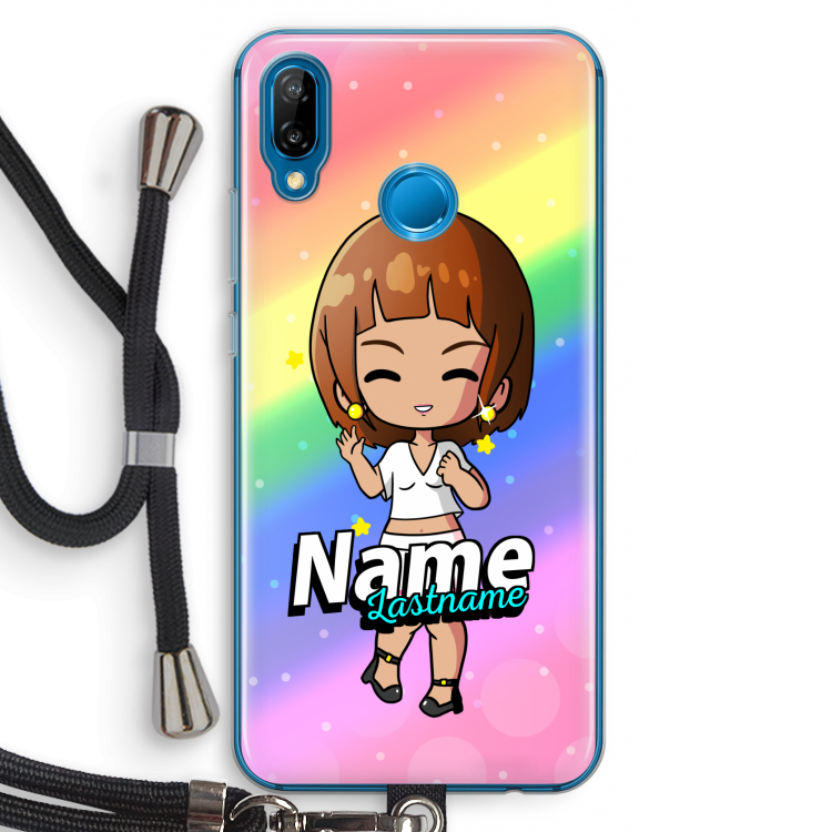 Chibi Maker vrouw: Huawei P20 Lite Transparant Hoesje met koord