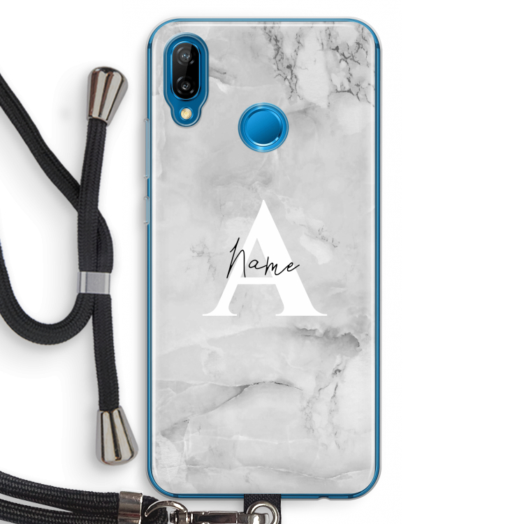 Ivory Marble: Huawei P20 Lite Transparant Hoesje met koord