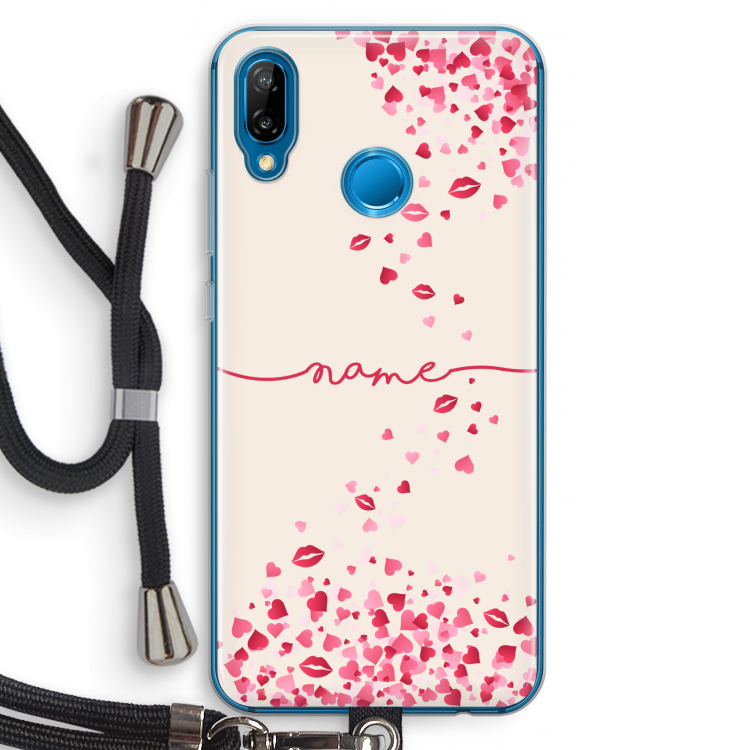 Hartjes en kusjes: Huawei P20 Lite Transparant Hoesje met koord
