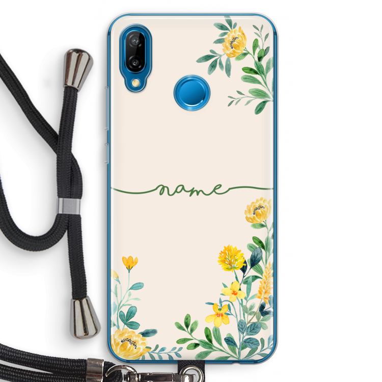 Gele bloemen: Huawei P20 Lite Transparant Hoesje met koord