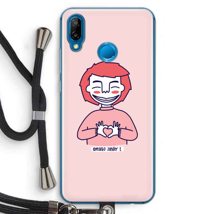 Hartje: Huawei P20 Lite Transparant Hoesje met koord