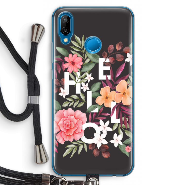 Hello in flowers: Huawei P20 Lite Transparant Hoesje met koord