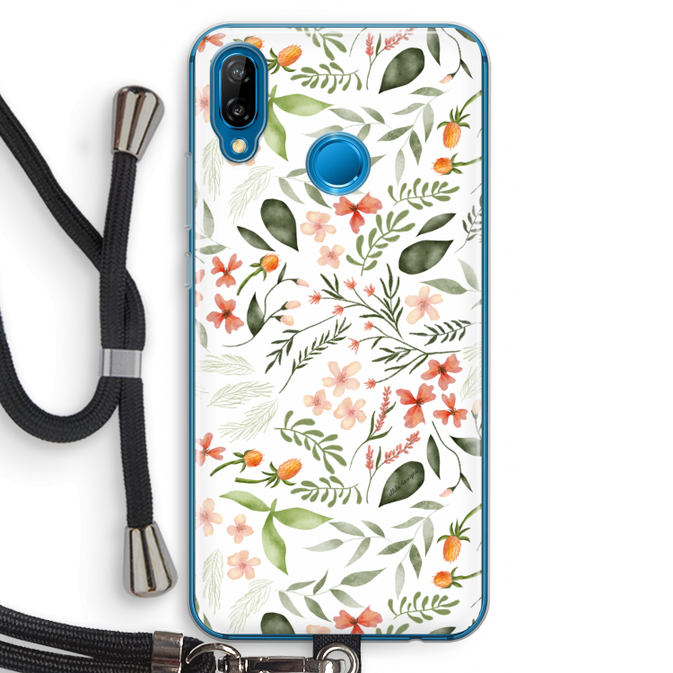 Sweet little flowers: Huawei P20 Lite Transparant Hoesje met koord
