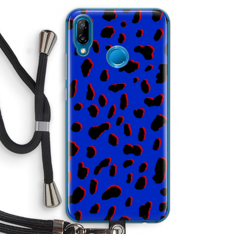 Blue Leopard: Huawei P20 Lite Transparant Hoesje met koord