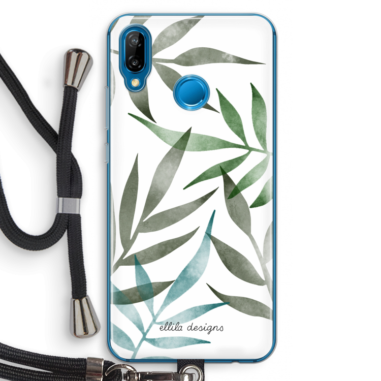 Tropical watercolor leaves: Huawei P20 Lite Transparant Hoesje met koord