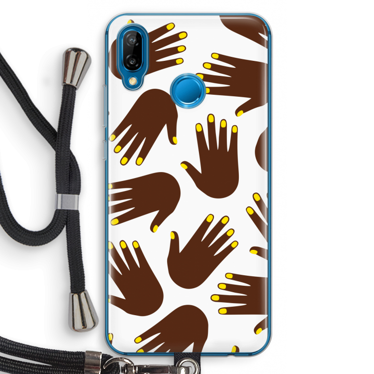 Hands dark: Huawei P20 Lite Transparant Hoesje met koord