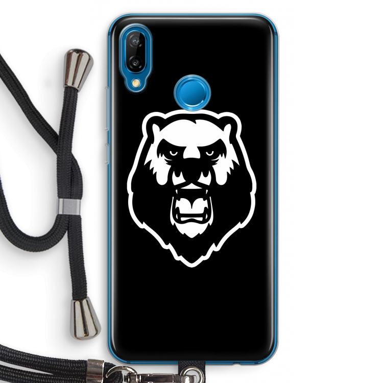 Angry Bear (black): Huawei P20 Lite Transparant Hoesje met koord