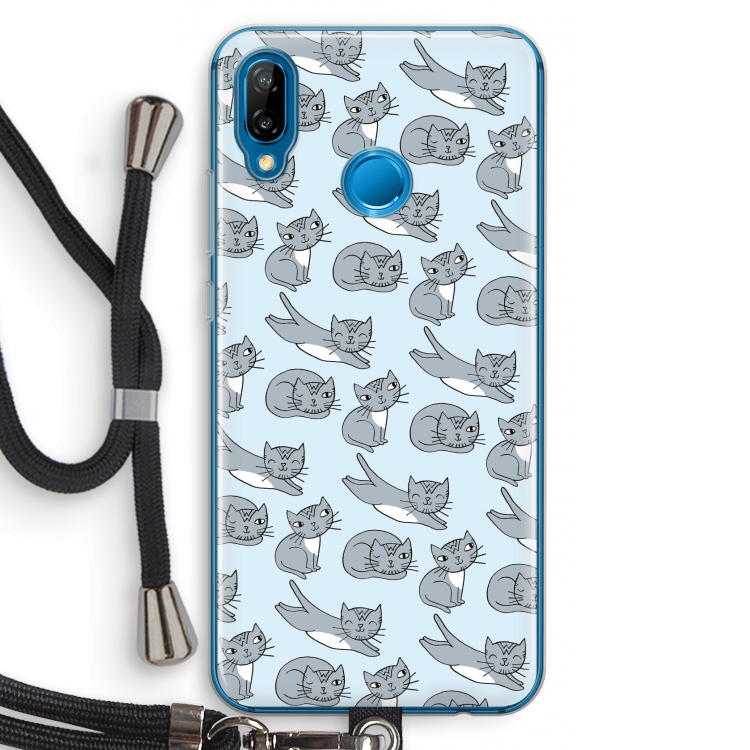 Poezen: Huawei P20 Lite Transparant Hoesje met koord
