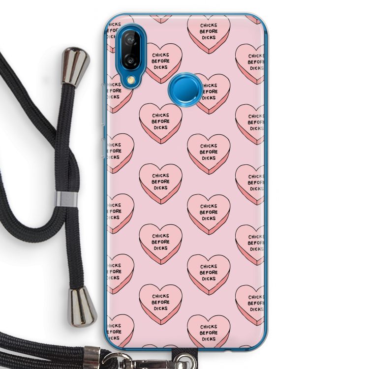 Chicks before dicks: Huawei P20 Lite Transparant Hoesje met koord