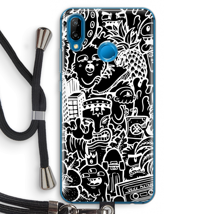 Vexx Black Mixtape: Huawei P20 Lite Transparant Hoesje met koord