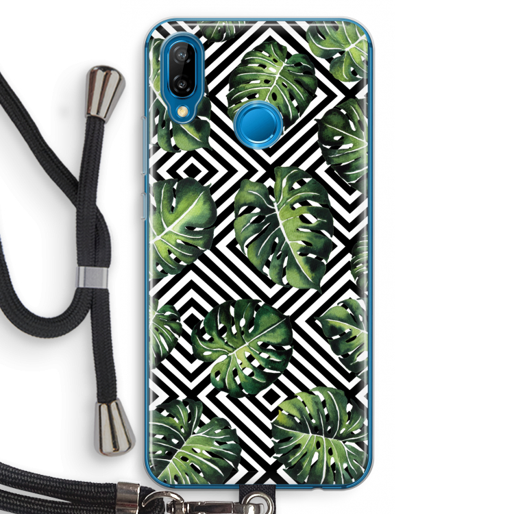 Geometrische jungle: Huawei P20 Lite Transparant Hoesje met koord
