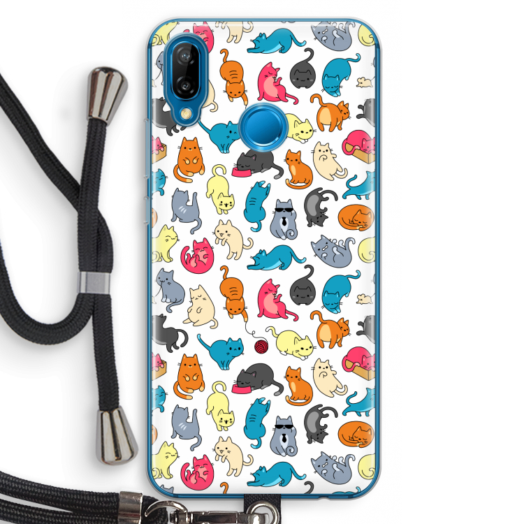 Kleurrijke katten: Huawei P20 Lite Transparant Hoesje met koord