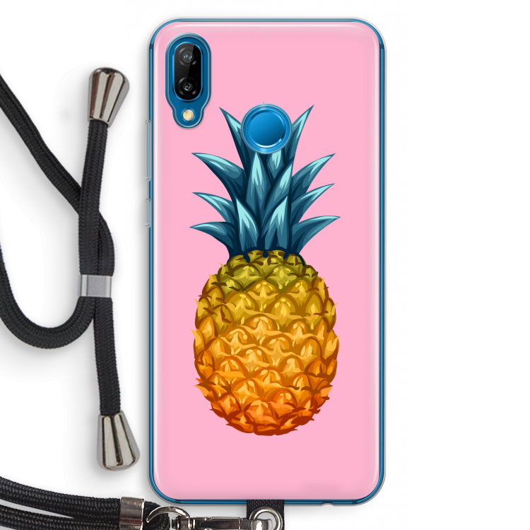 Grote ananas: Huawei P20 Lite Transparant Hoesje met koord
