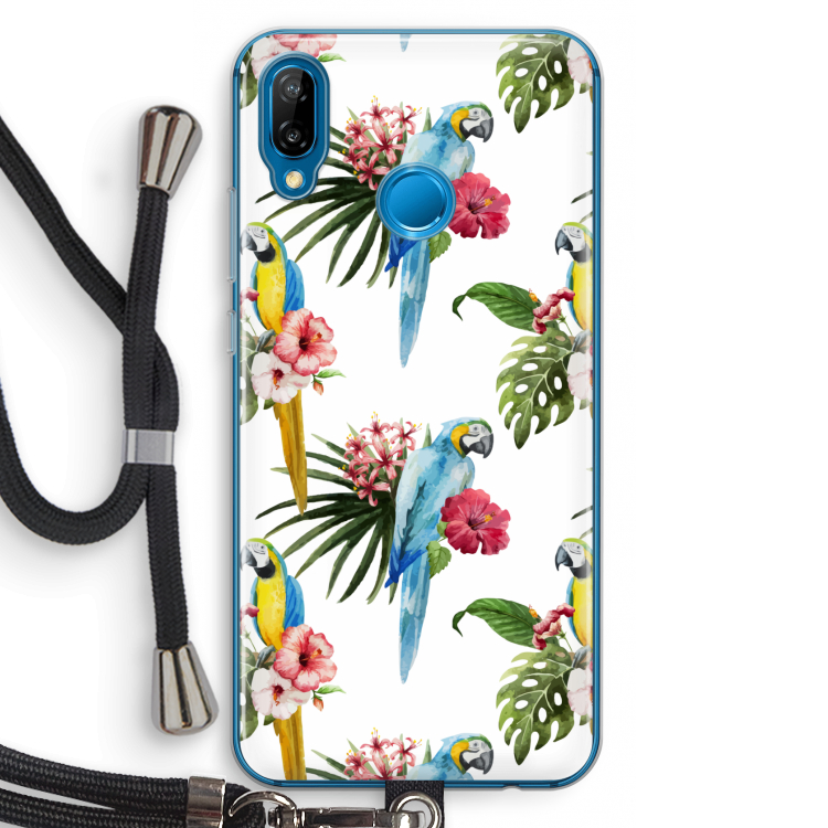 Kleurrijke papegaaien: Huawei P20 Lite Transparant Hoesje met koord
