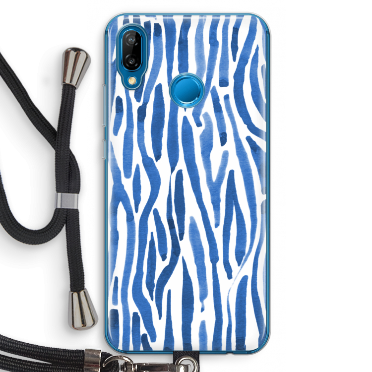 Blauwe nerven: Huawei P20 Lite Transparant Hoesje met koord