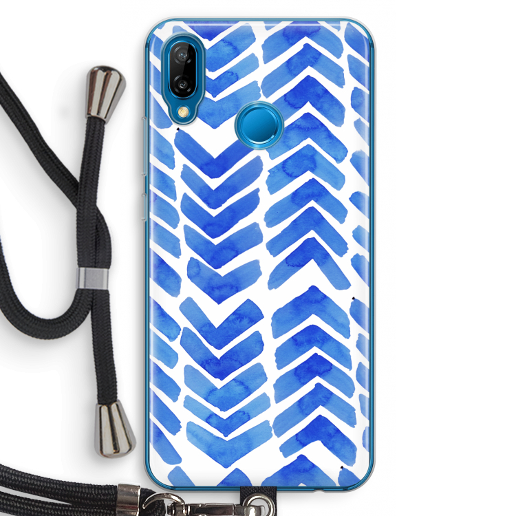 Blauwe pijlen: Huawei P20 Lite Transparant Hoesje met koord