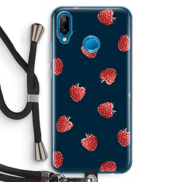 Framboosjes: Huawei P20 Lite Transparant Hoesje met koord