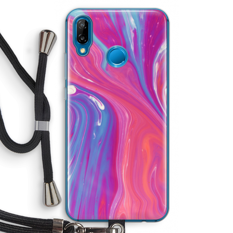 Paarse stroom: Huawei P20 Lite Transparant Hoesje met koord