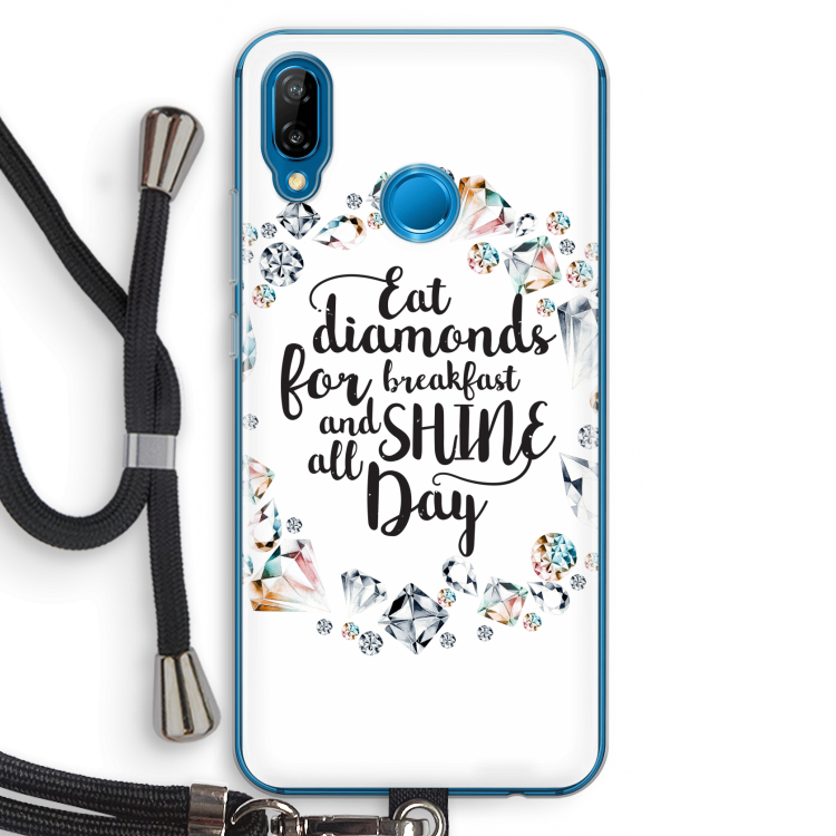 Diamonds: Huawei P20 Lite Transparant Hoesje met koord