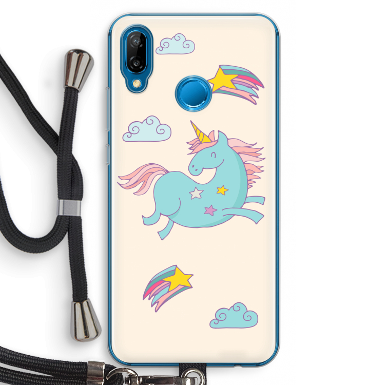 Vliegende eenhoorn: Huawei P20 Lite Transparant Hoesje met koord