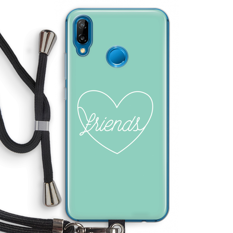 Friends heart pastel: Huawei P20 Lite Transparant Hoesje met koord