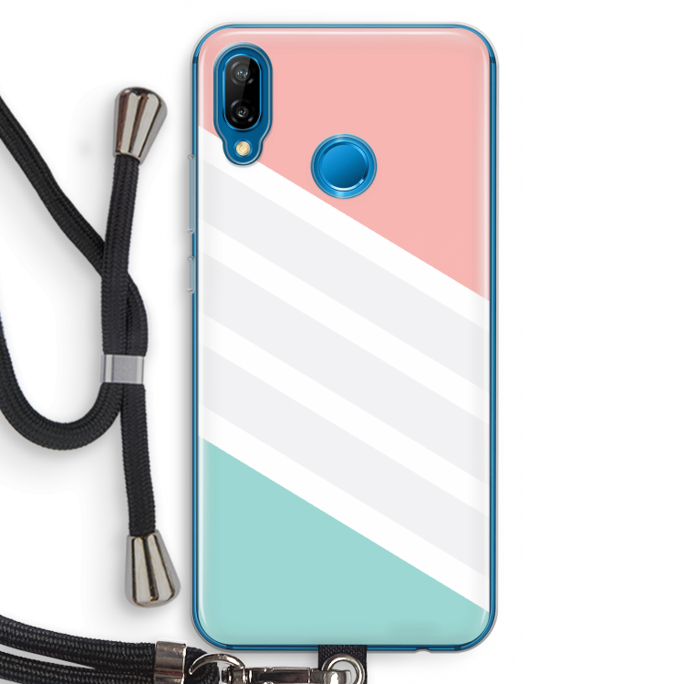 Strepen pastel: Huawei P20 Lite Transparant Hoesje met koord