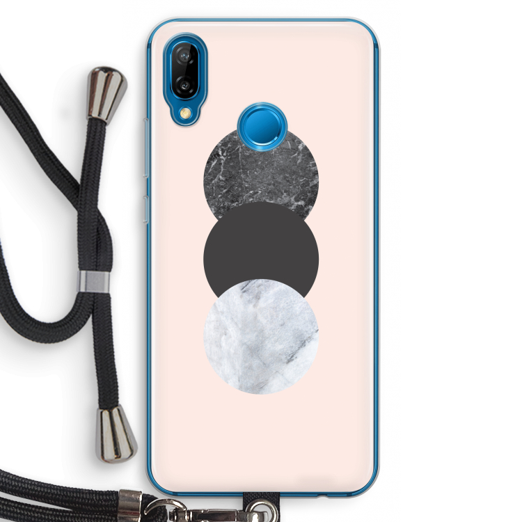 Marmeren cirkels: Huawei P20 Lite Transparant Hoesje met koord