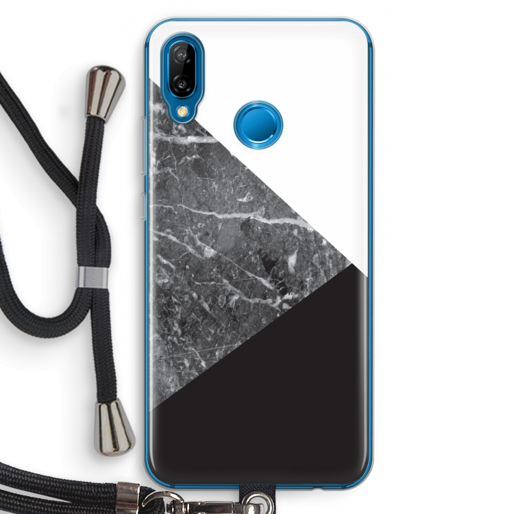 Combinatie marmer: Huawei P20 Lite Transparant Hoesje met koord