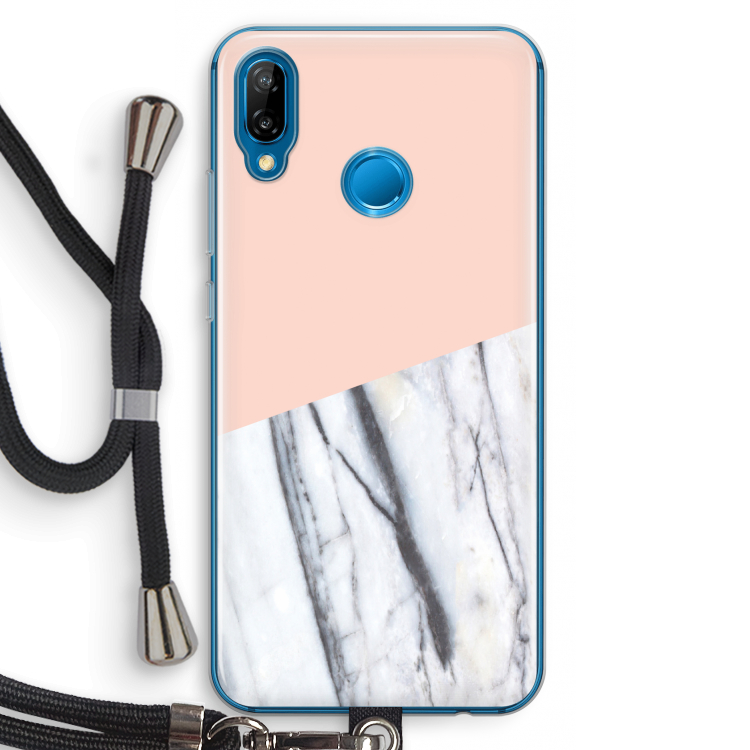A touch of peach: Huawei P20 Lite Transparant Hoesje met koord
