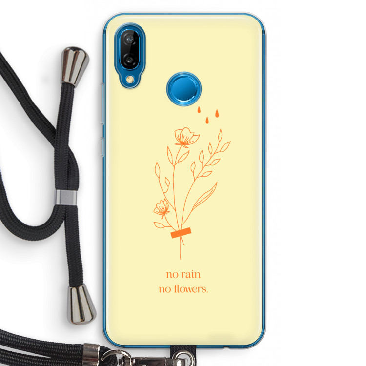 No rain no flowers: Huawei P20 Lite Transparant Hoesje met koord