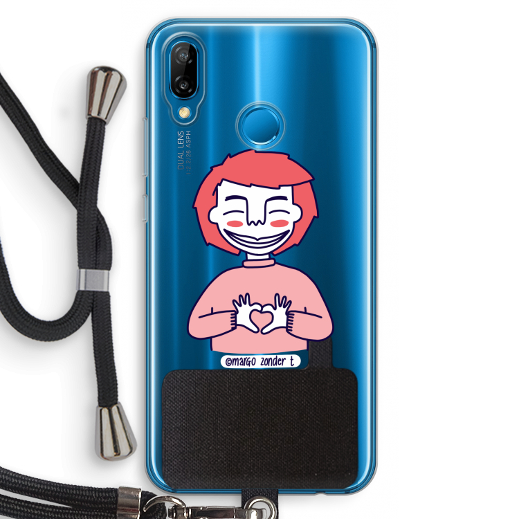Hartje: Huawei P20 Lite Transparant Hoesje met koord