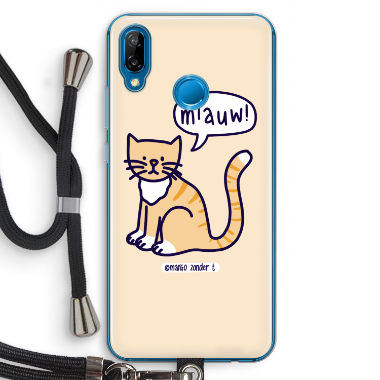 Miauw: Huawei P20 Lite Transparant Hoesje met koord