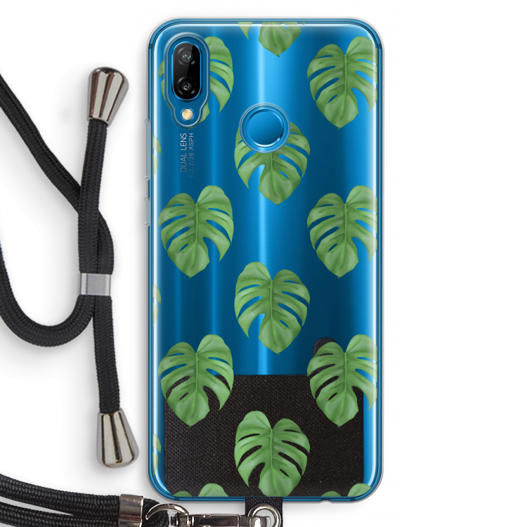 Monstera leaves: Huawei P20 Lite Transparant Hoesje met koord
