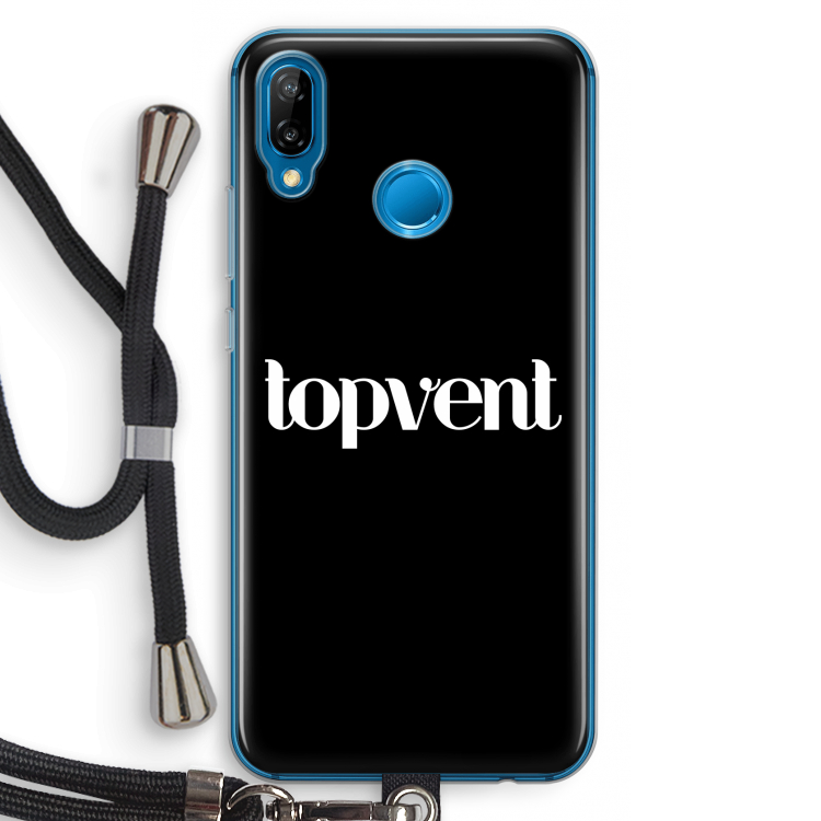 Topvent Zwart: Huawei P20 Lite Transparant Hoesje met koord