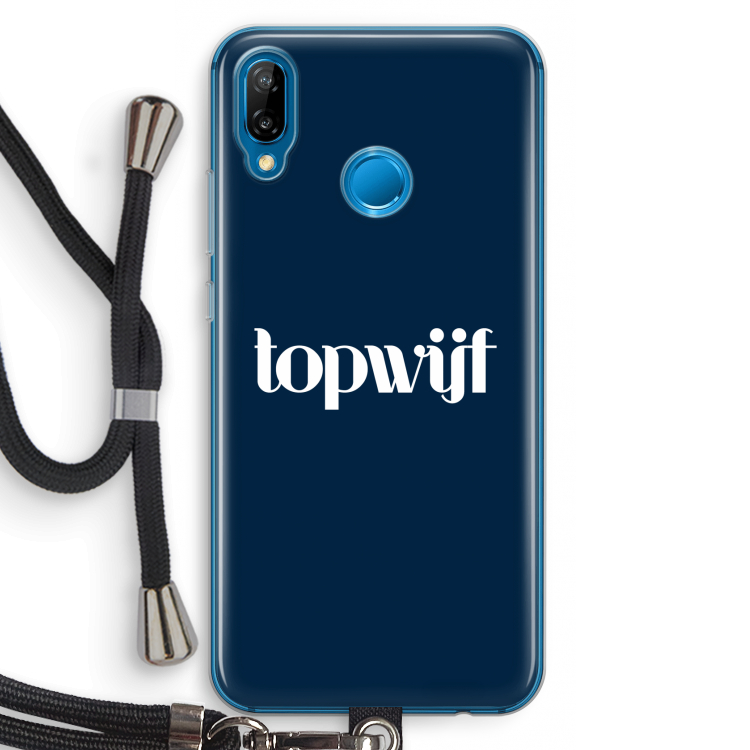 Topwijf Navy: Huawei P20 Lite Transparant Hoesje met koord