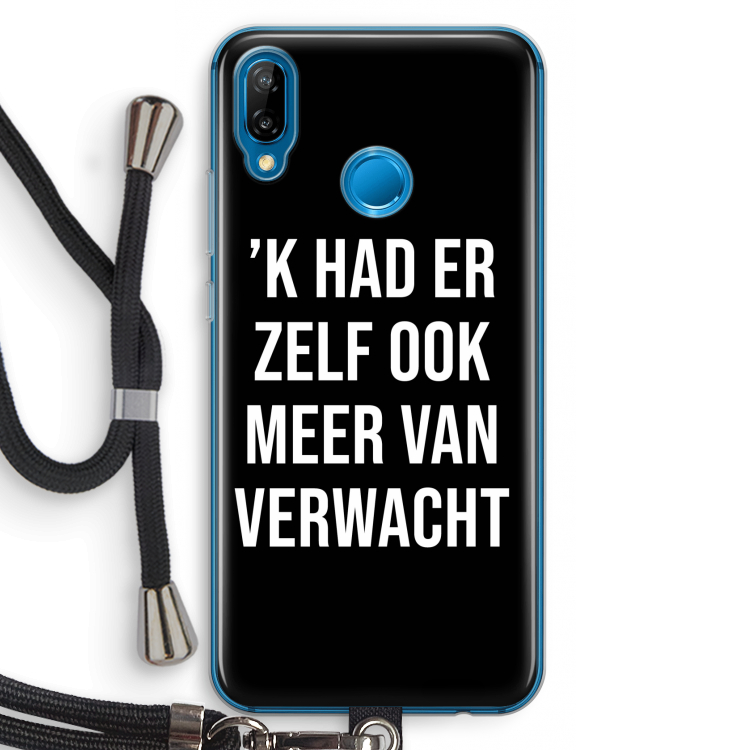 Meer verwacht - Zwart: Huawei P20 Lite Transparant Hoesje met koord