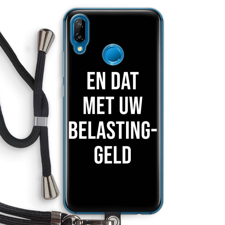 Belastinggeld - Zwart: Huawei P20 Lite Transparant Hoesje met koord