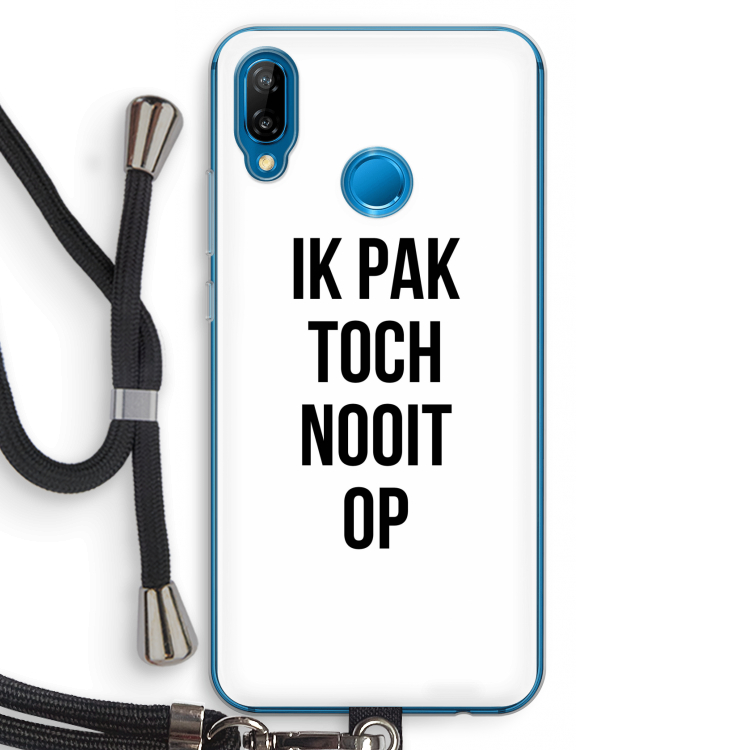 Ik pak nooit op: Huawei P20 Lite Transparant Hoesje met koord