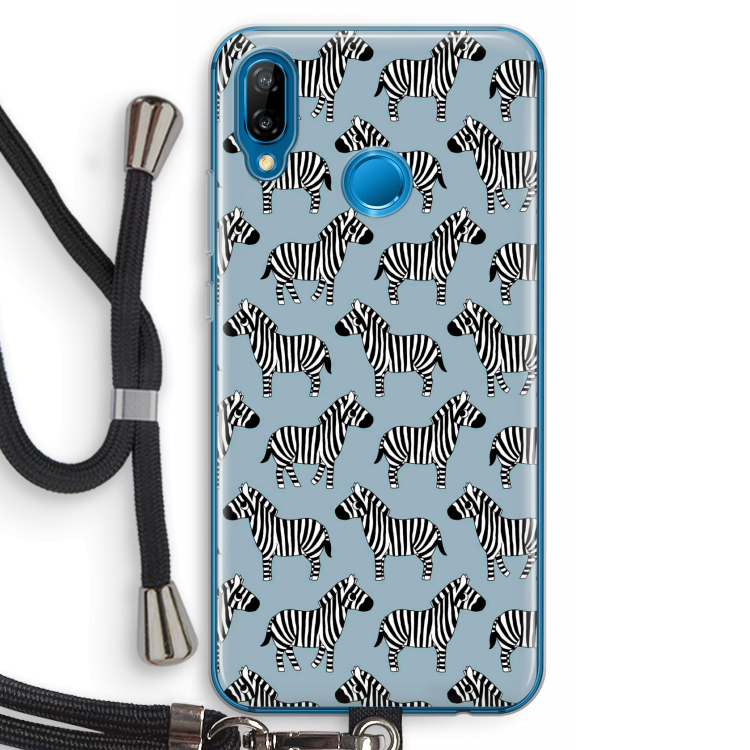 Zebra: Huawei P20 Lite Transparant Hoesje met koord